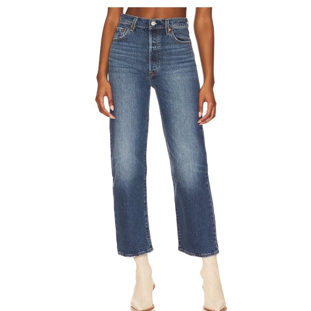 Levi's Ribcage Straight Ankle Jeans Size 24 Medium Wash